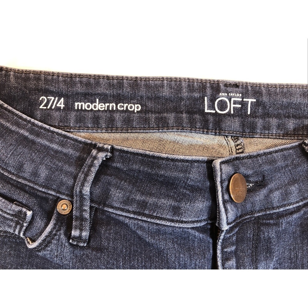 Ann Taylor Loft Jeans Women's Size 27/4 Denim Dark Blue Modern Crop Low Rise - Picture 3 of 13